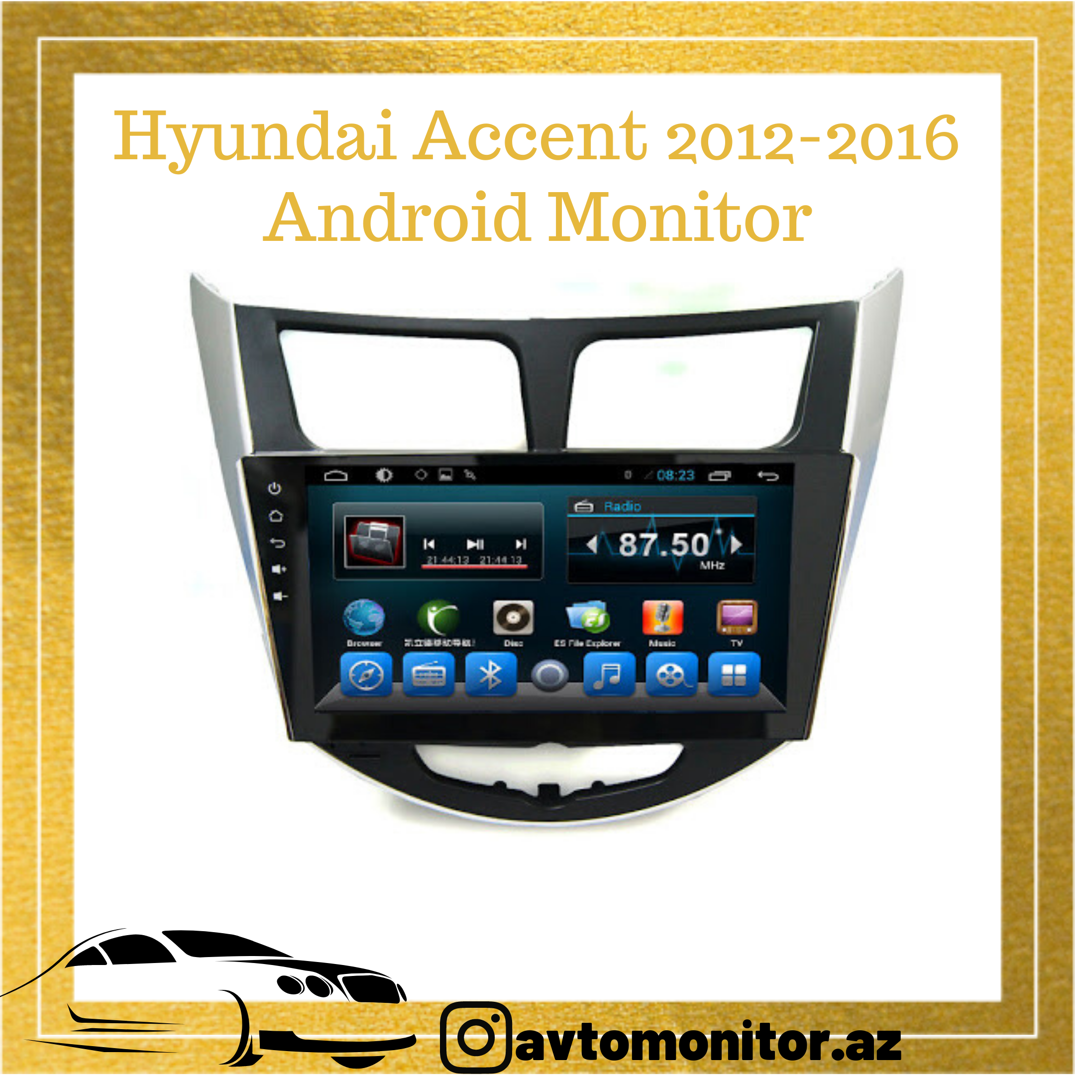 Hyundai Accent 2012-2016 üçün Android Monitor- -- --